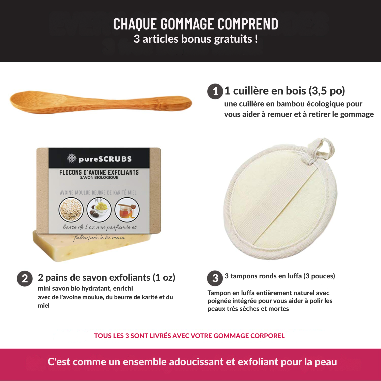 Coffret Gommage Corporel au Coco Premium – Grand Format 454g au Sel de la Mer Morte, Enrichi en Huiles Essentielles et Nutriments – Inclus : Cuillère en Bois, Gant Loofah et Savon Exfoliant à l’Avoine