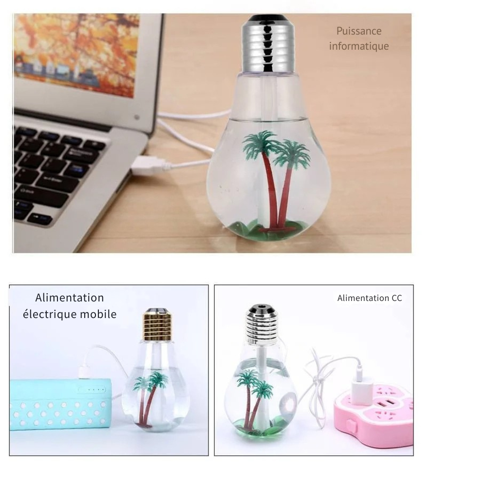 Mini Humidificateur LED Style Paysage – Brumisateur Silencieux USB avec Veilleuse Colorée