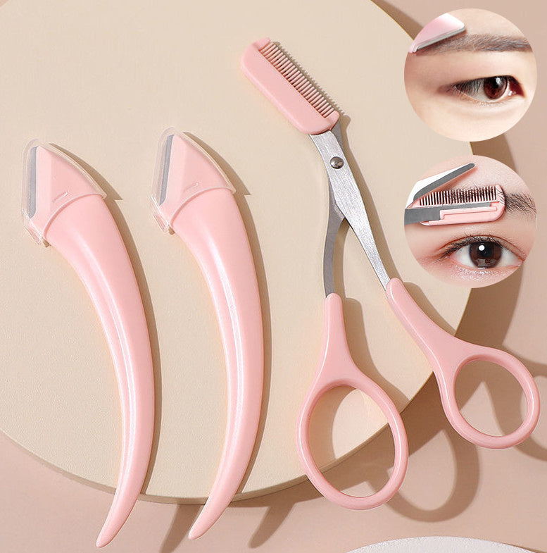 Couteau à Sourcils avec Peigne – Courbé en Forme de Lune