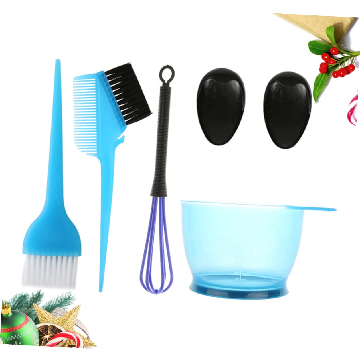 Hair Dye Set Kit 5Pcs Hair Coloring Tools Measurement Bowl Brush Whisk Earmuffs for Home Use